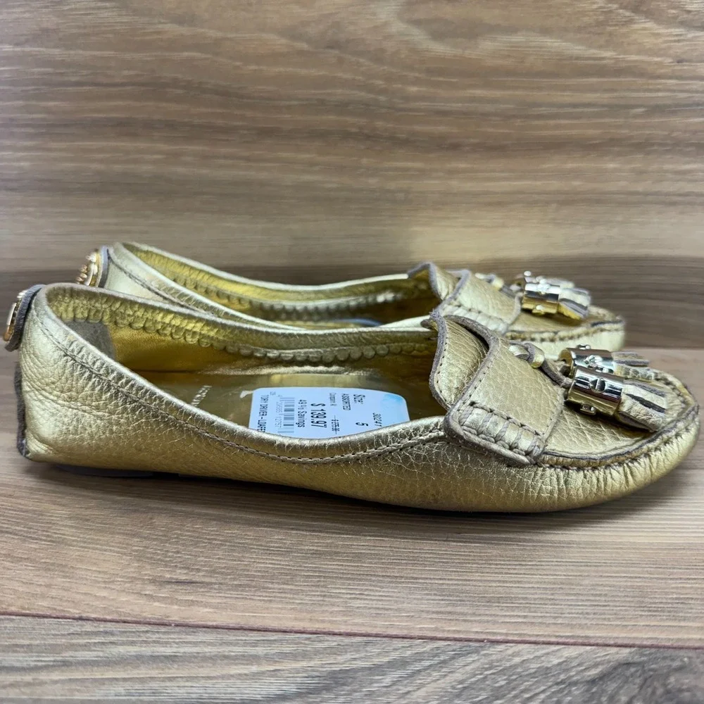 Tory Burch Lawrence Gold Flats Womens‎ 5 Tassel Loafers